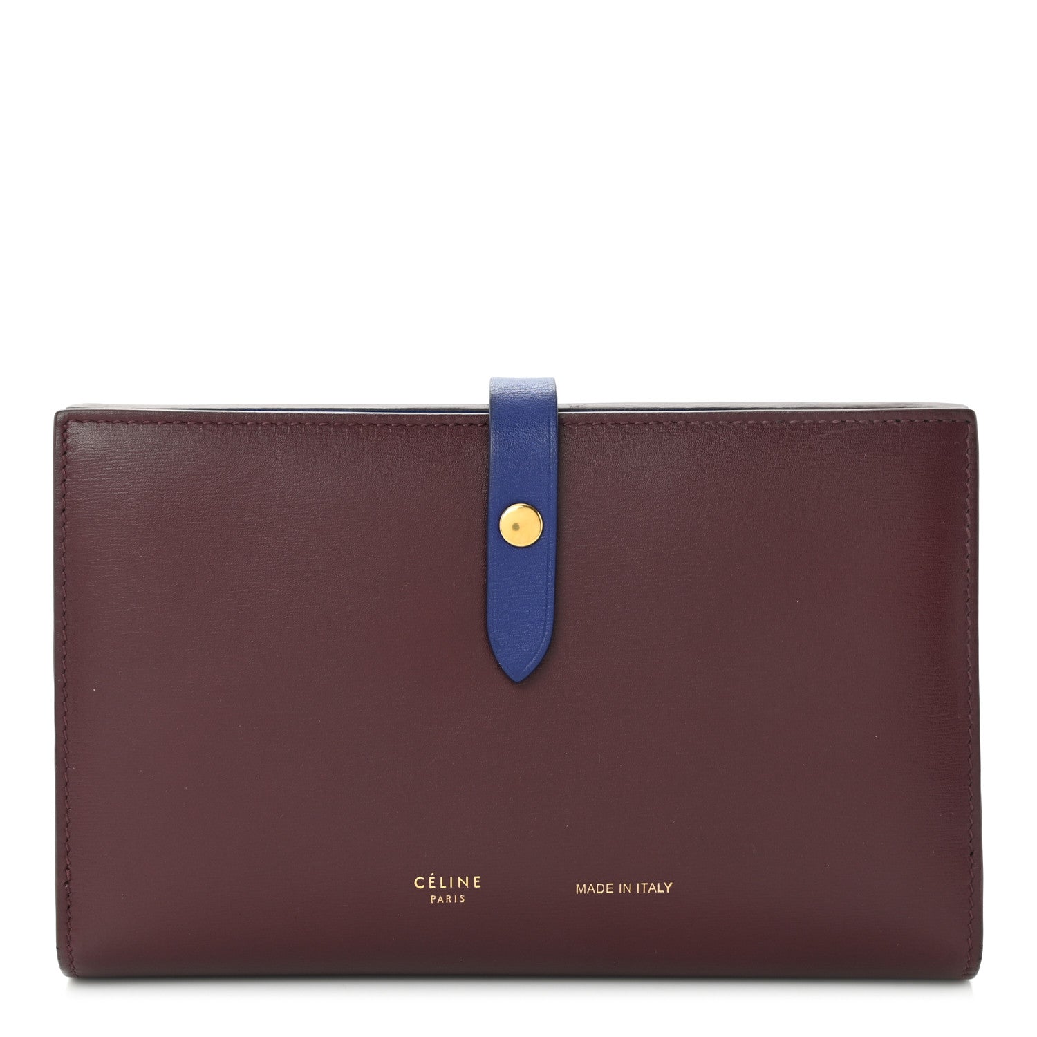Celine Smooth Calfskin Large Multifunction Strap Wallet Burgundy Blue 1 of 9