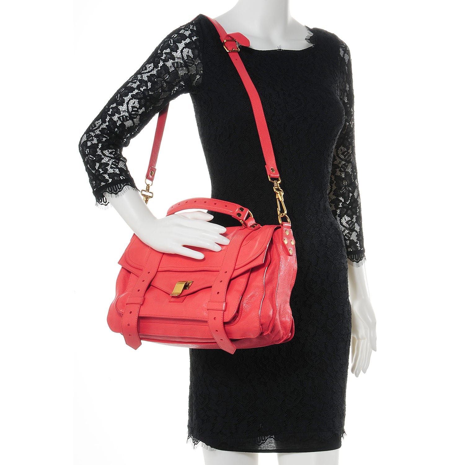 Proenza Schouler Lambskin PS1 Medium Satchel Deep Coral 2 of 12
