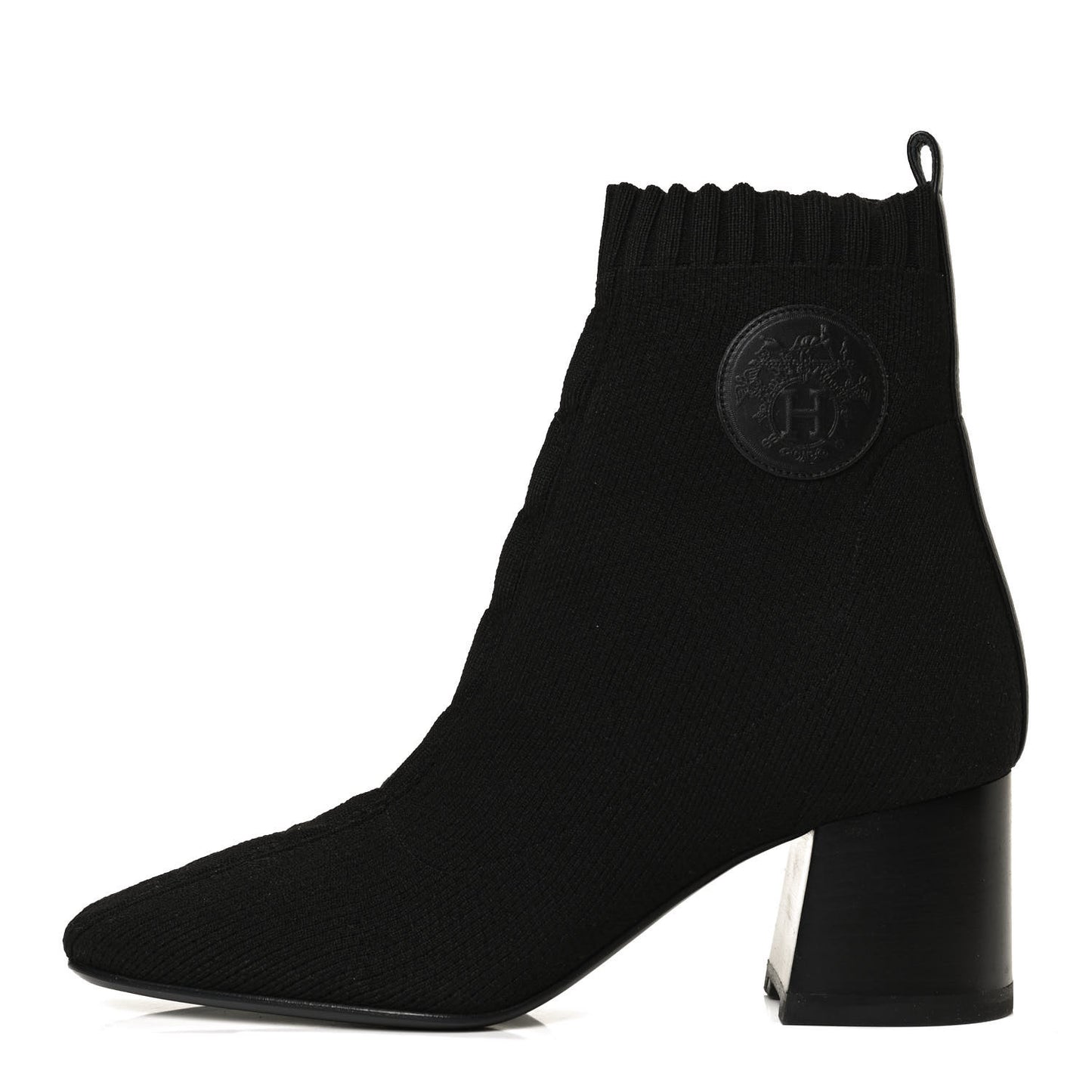 Knit Calfskin Volver Ankle Boots 36 Black