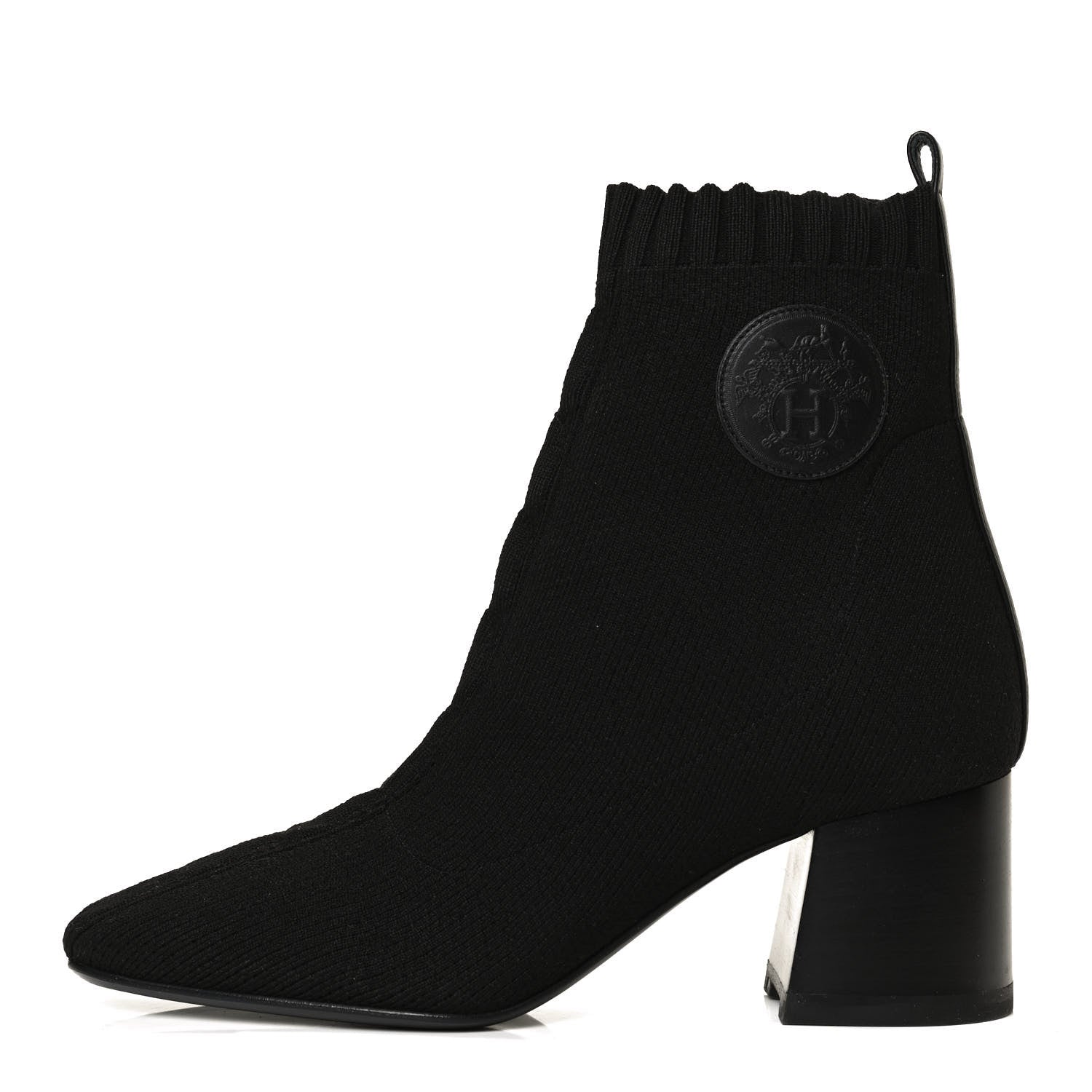 Hermes Knit Calfskin Volver Ankle Boots 36 Black 1 of 11