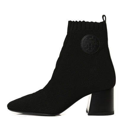 Hermes Knit Calfskin Volver Ankle Boots 36 Black 1 of 11