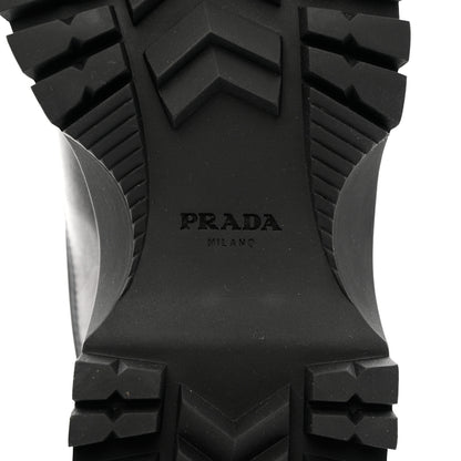 Prada Calfskin Nylon Shearling Metal Triangle Logo Brixxen Boots 37.5 Black 6 of 9