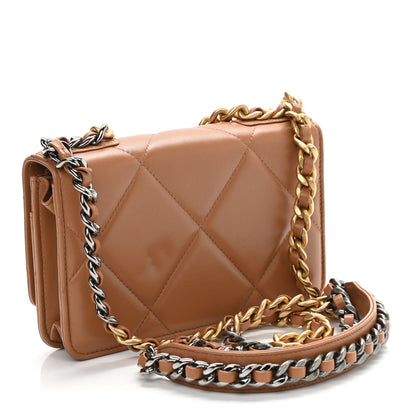 Chanel Lambskin Quilted Chanel 19 Wallet On Chain WOC Brown 3 of 12