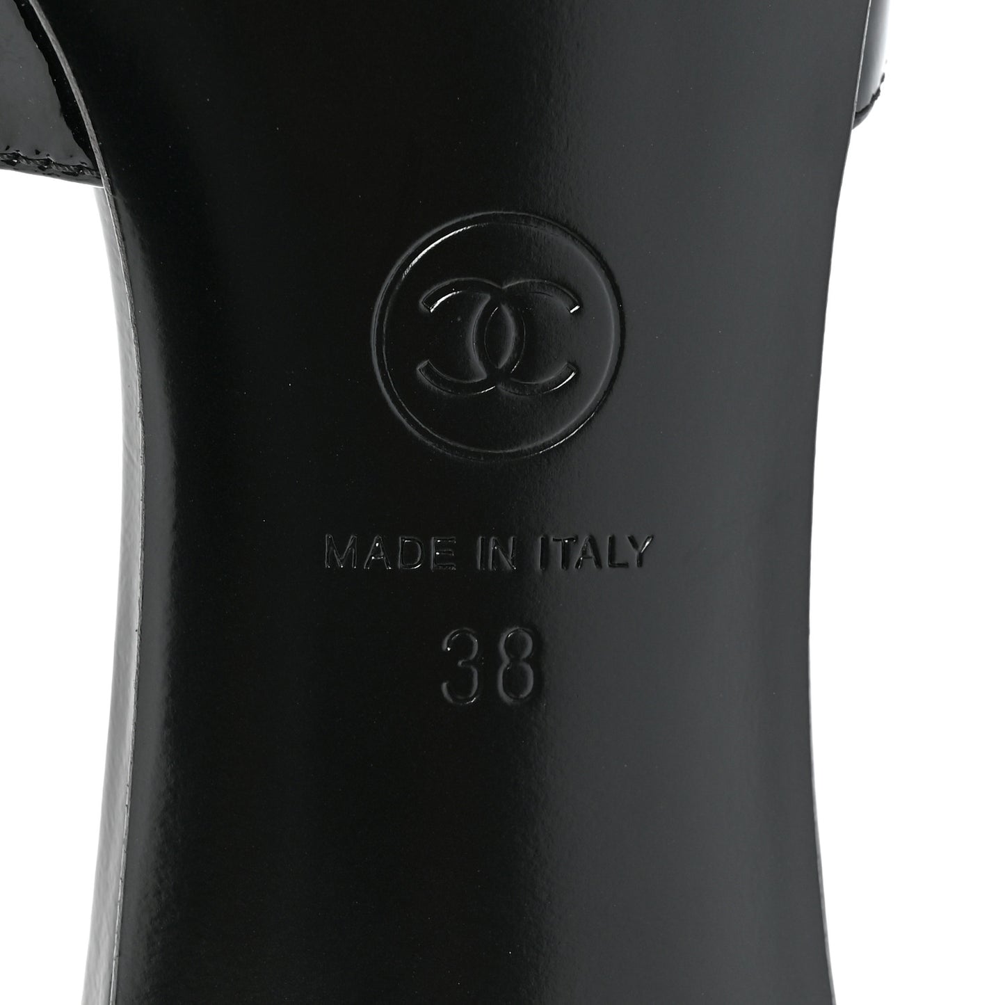 Patent Lambskin Pearl Mules 38 Black
