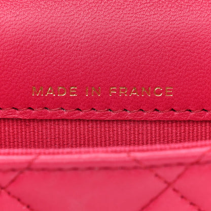 Chanel Lambskin Quilted Top Handle Flap Coin Purse With Chain Dark Pink 7 of 10