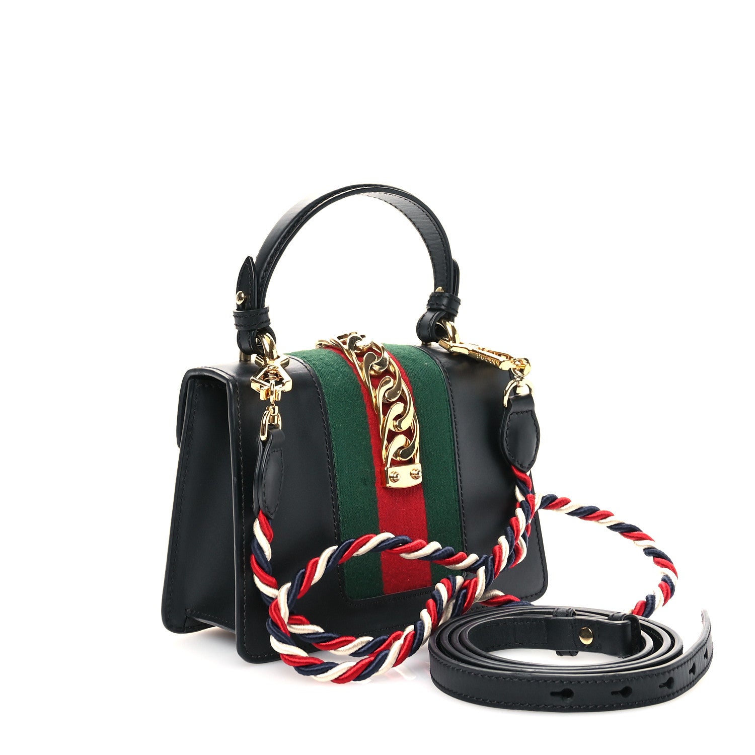 Gucci Calfskin Mini Sylvie Top Handle Bag Black 3 of 10