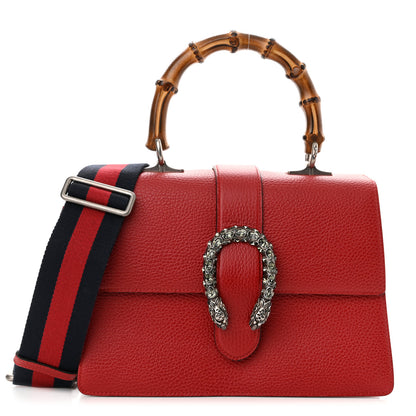 Gucci Dollar Calfskin Crystal Web Medium Dionysus Bamboo Top Handle Bag Hibiscus Red Black Diamond 1 of 10