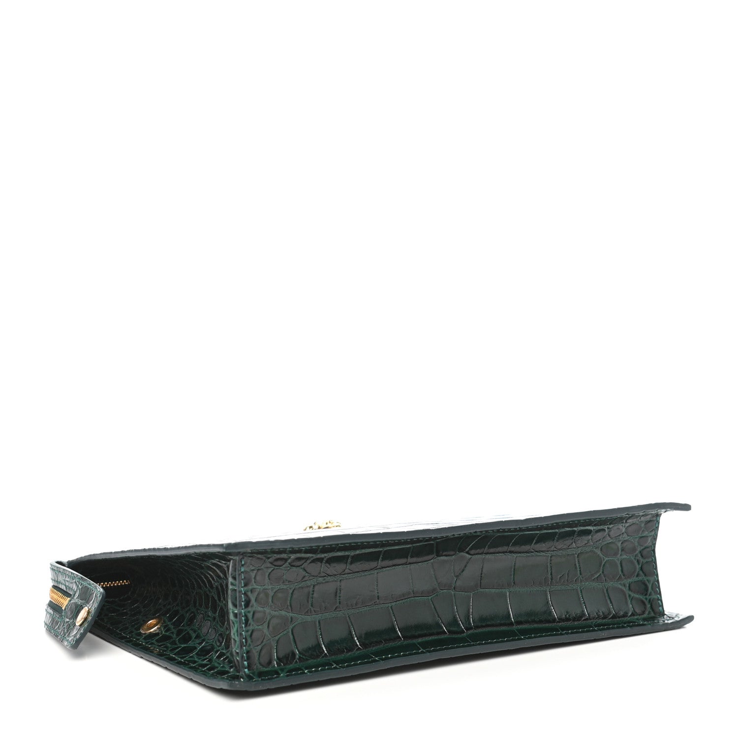Versace Crocodile Embossed Calfskin Medusa Wristlet Green 4 of 7