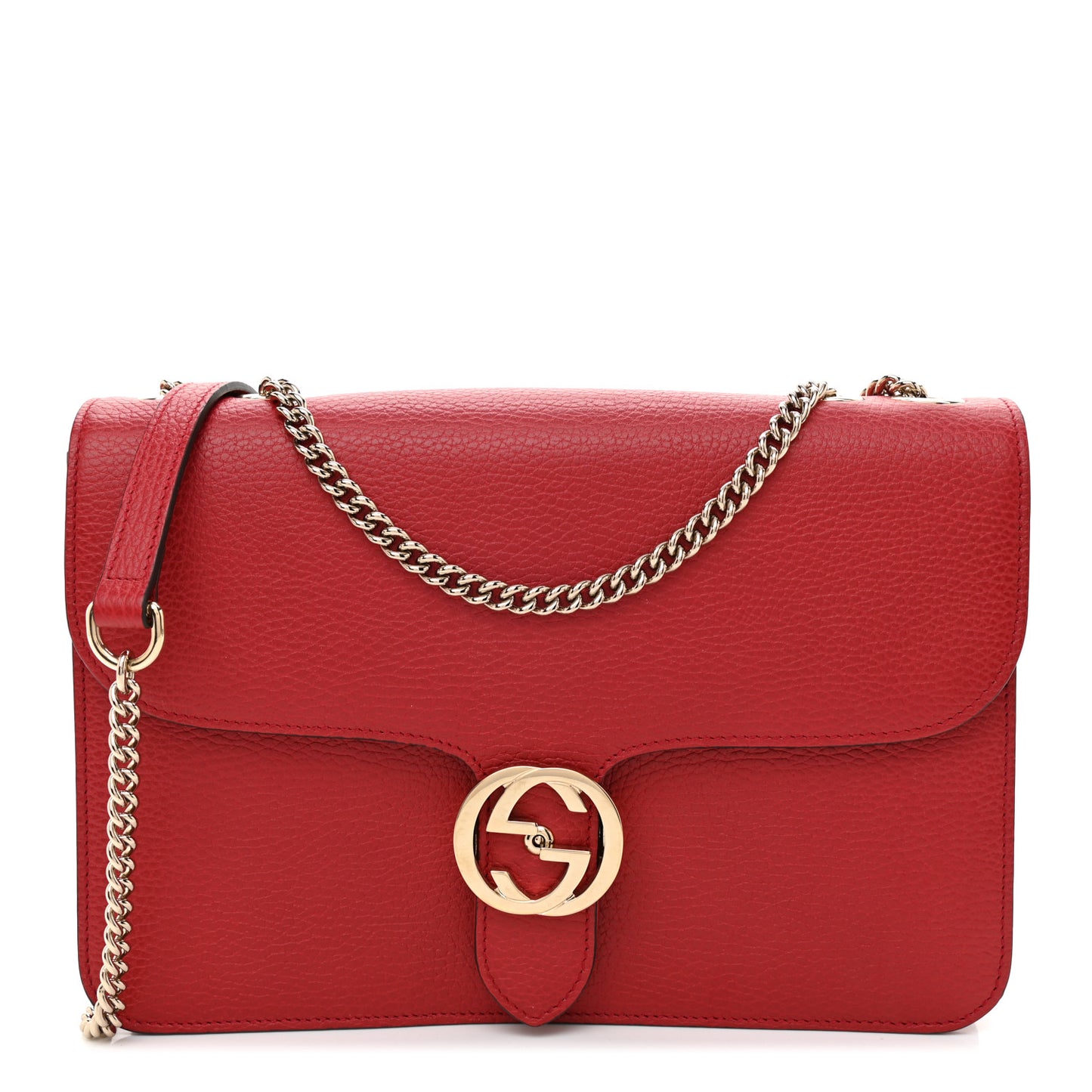 Dollar Calfskin Interlocking G Shoulder Bag Red
