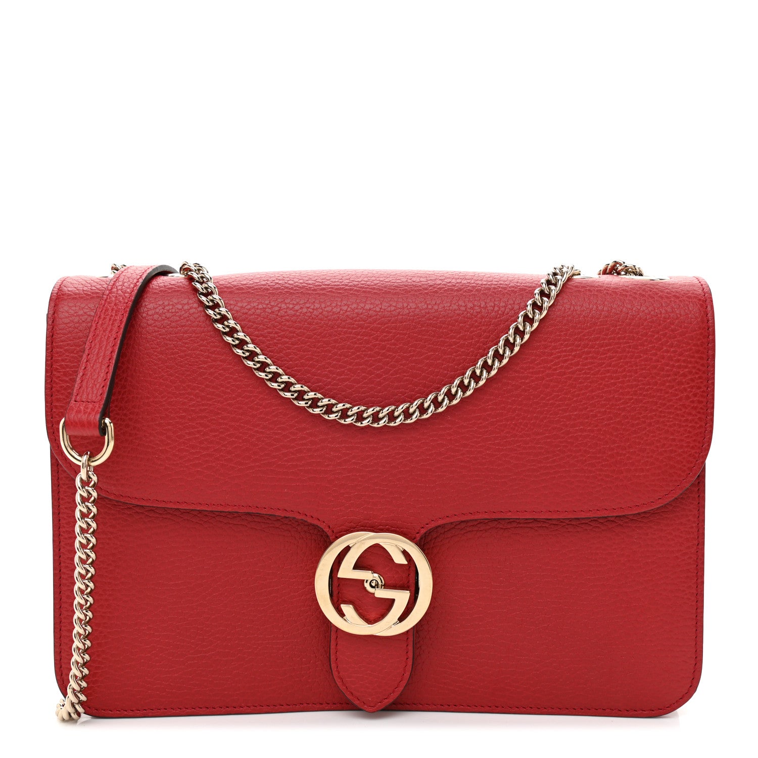 Gucci Dollar Calfskin Interlocking G Shoulder Bag Red 1 of 8