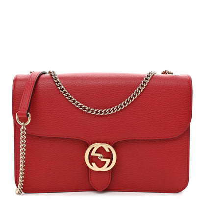 Gucci Dollar Calfskin Interlocking G Shoulder Bag Red 1 of 8