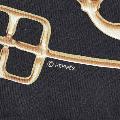 Hermes Silk Cheval Fusion Scarf 90 Black Dore 3 of 4