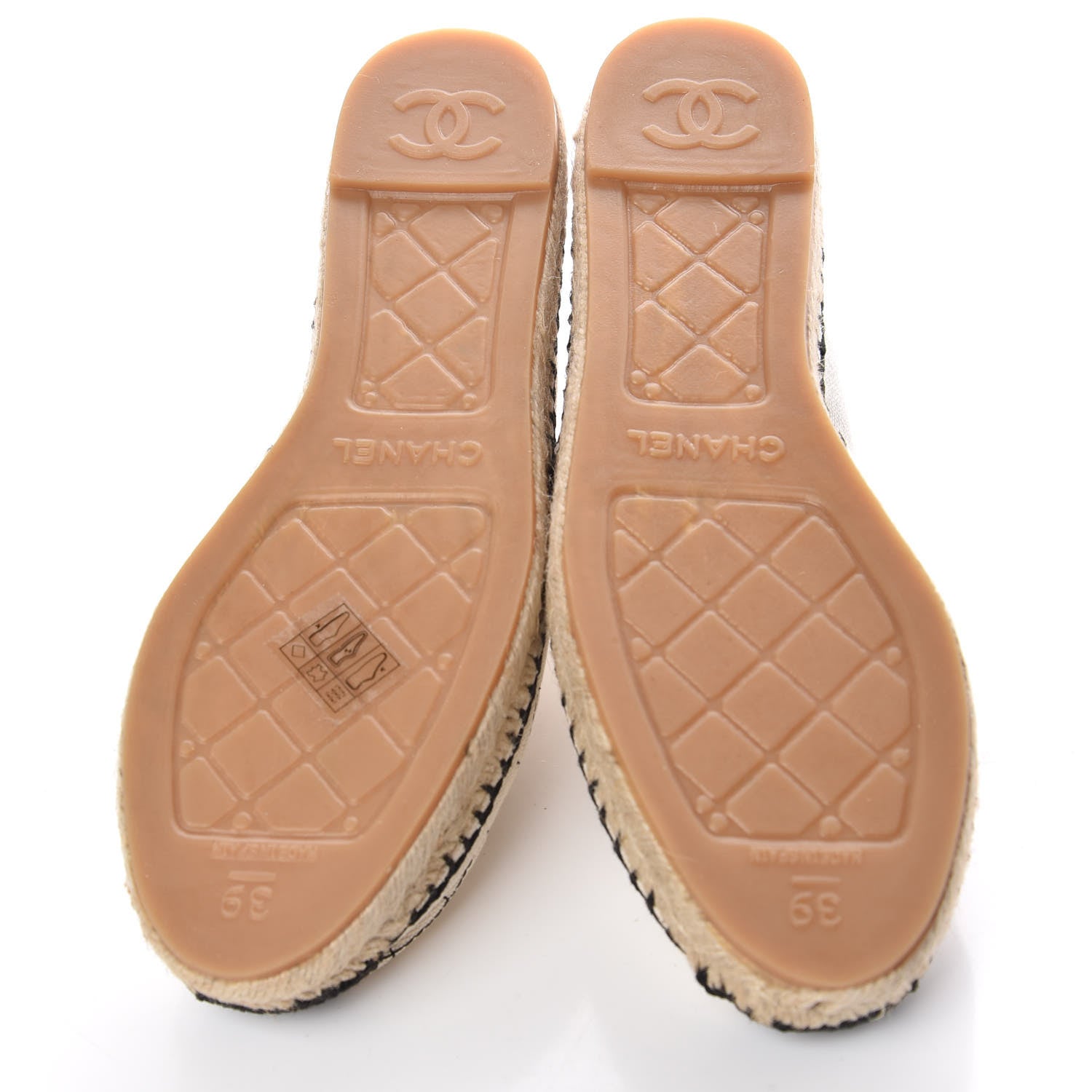 Chanel Fabric Biarritz CC Espadrilles 39 Beige Black 5 of 10