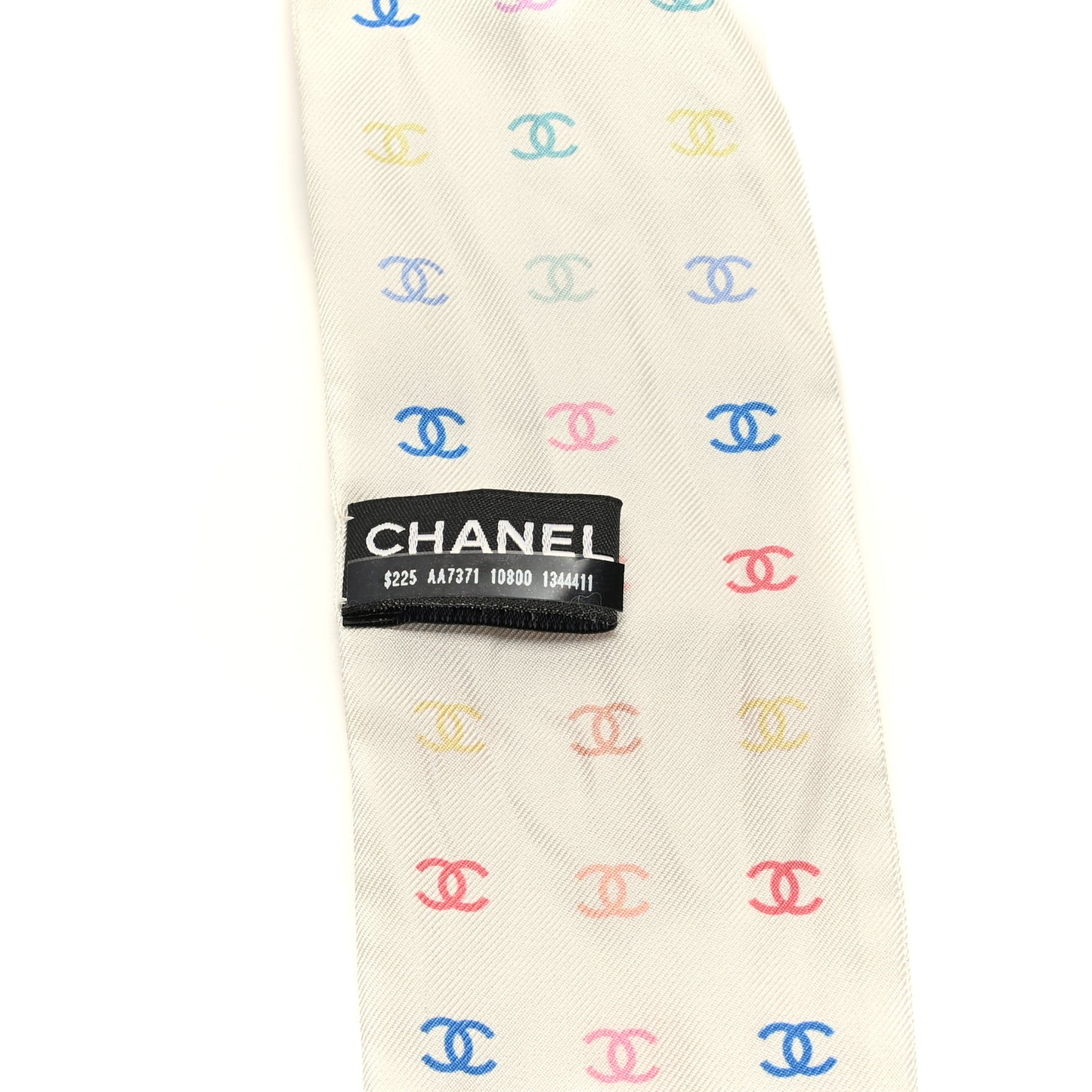 Silk Polka Dot CC Slim Bandeau Scarf Ivory Multicolor