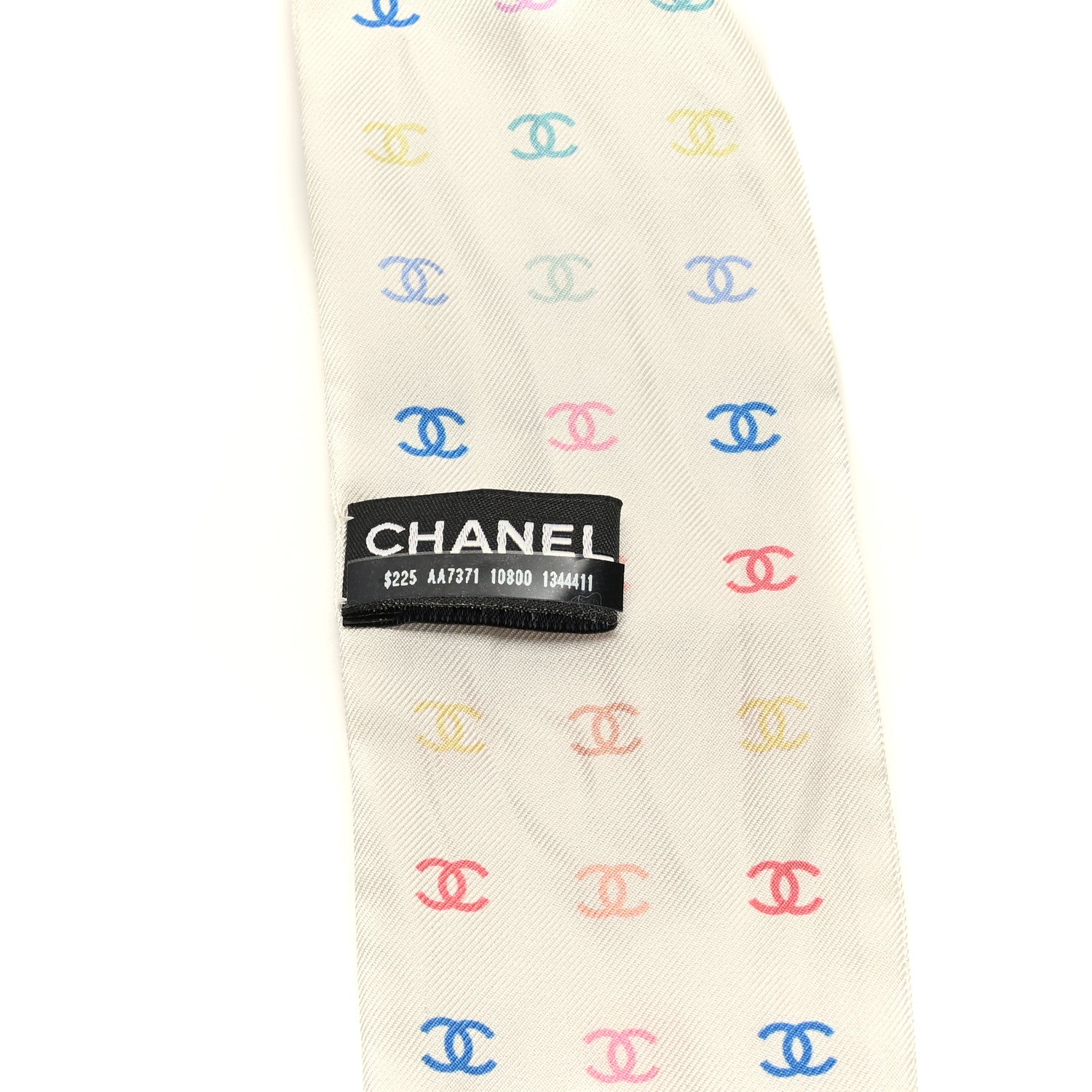 Chanel Silk Polka Dot CC Slim Bandeau Scarf Ivory Multicolor 3 of 3