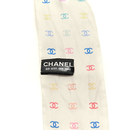 Chanel Silk Polka Dot CC Slim Bandeau Scarf Ivory Multicolor 3 of 3