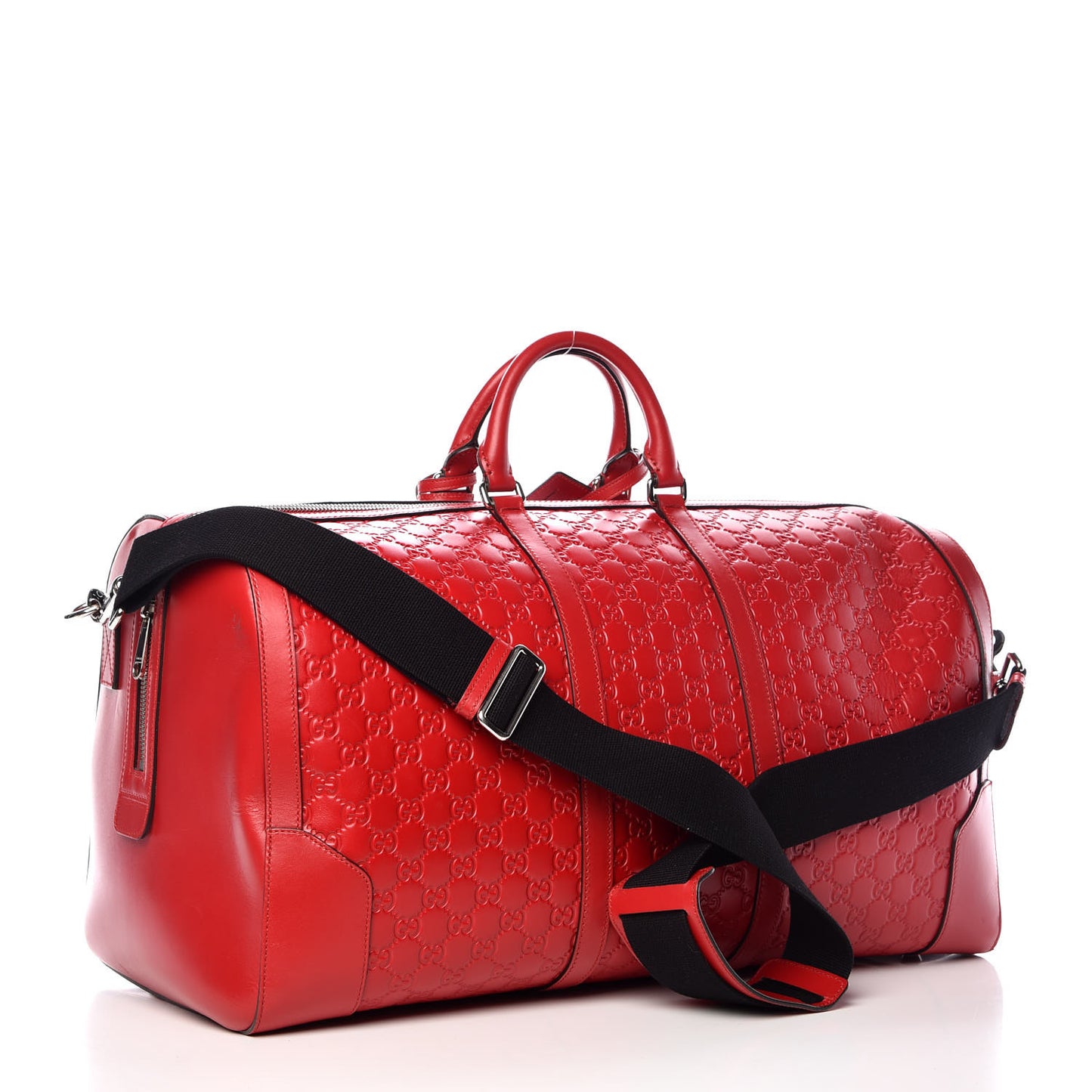 Guccissima Signature Large Duffle Hibiscus Red