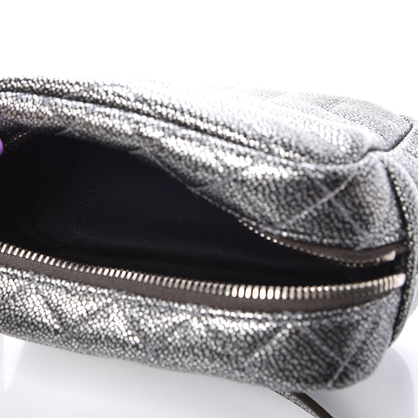 Metallic Grain De Poudre Y Quilted Monogram Mini Loulou Camera Bag Gun Metal