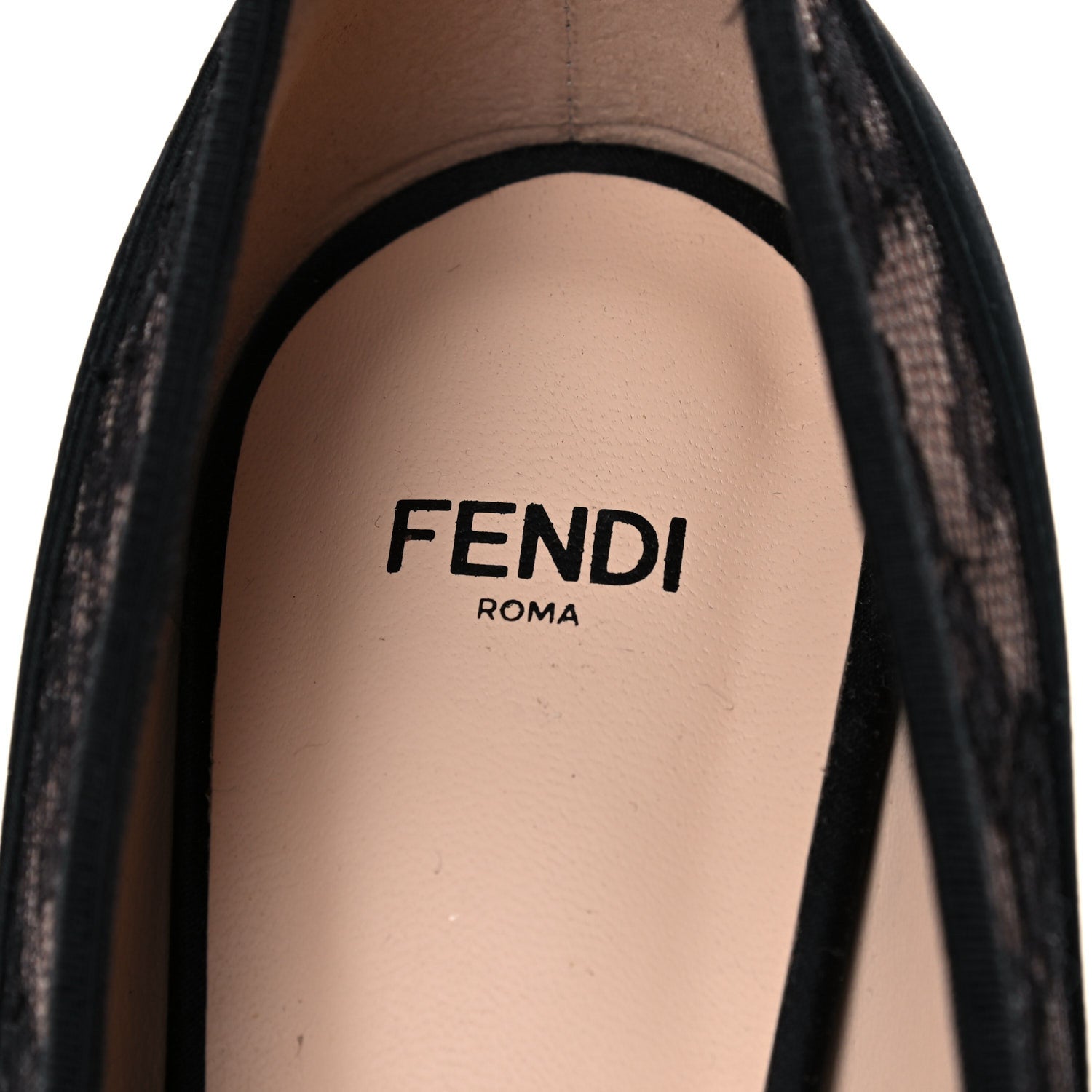Fendi Satin Lace Promenade Pumps 38 Black Skin 8 of 12