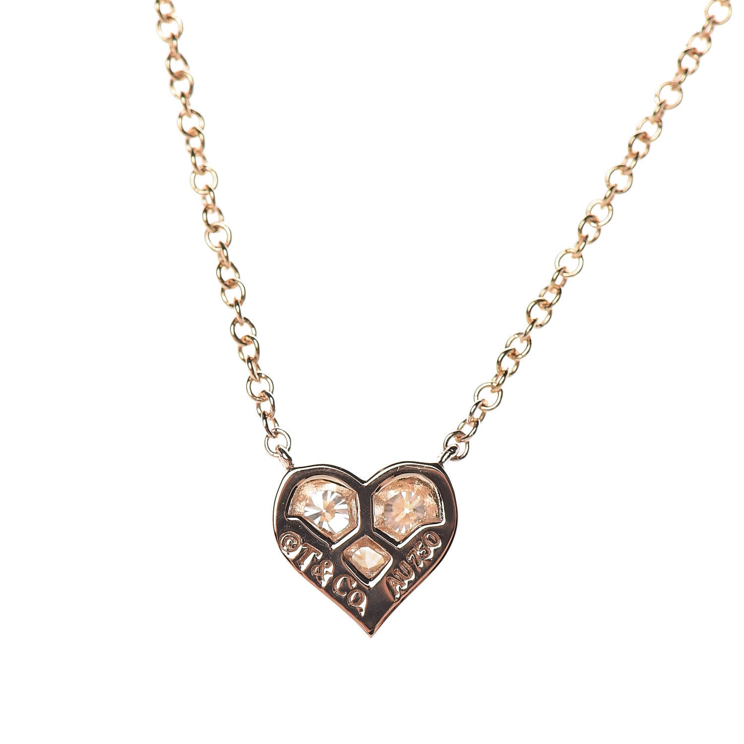 Tiffany 18K Rose Gold Diamond Heart Pendant Necklace 5 of 9
