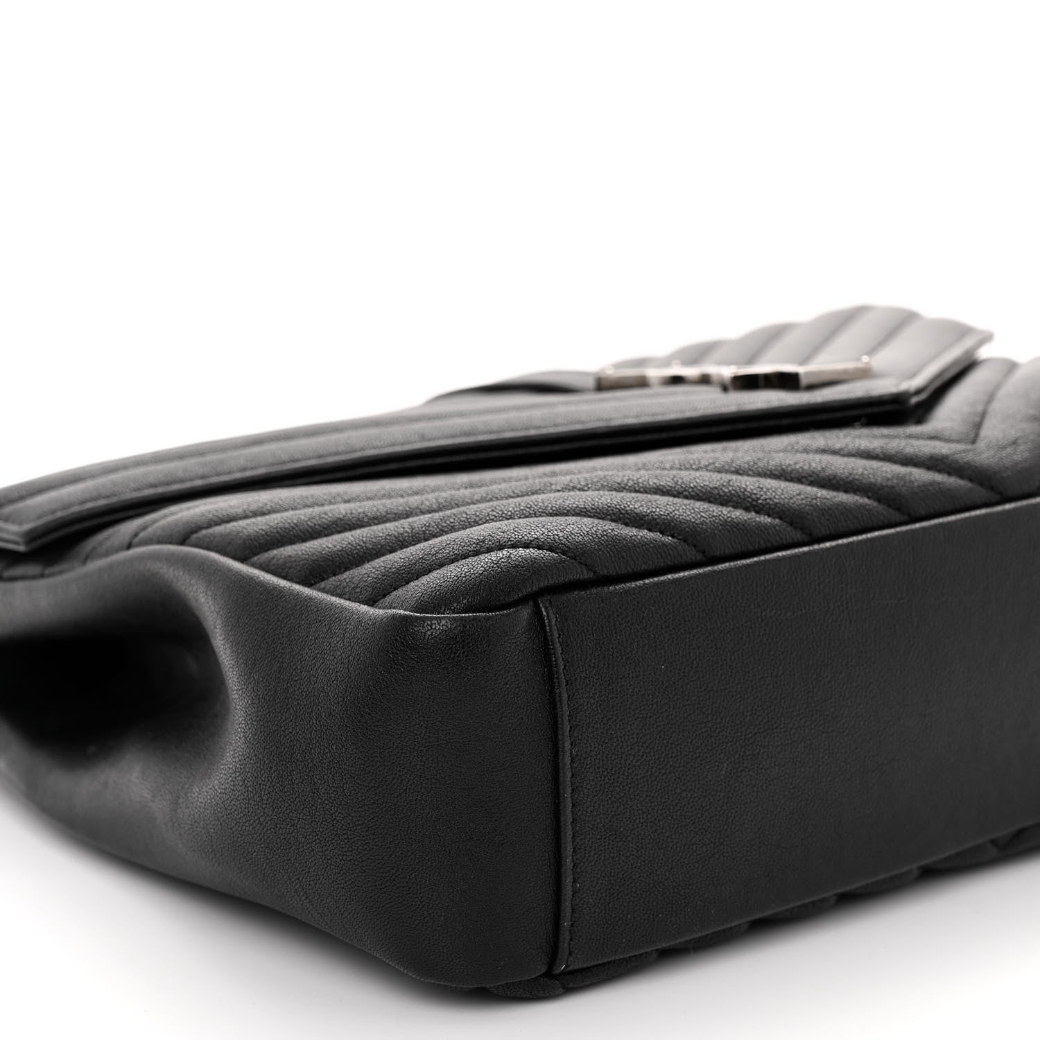 Saint Laurent Sheepskin Matelasse Chevron Monogram Large College Satchel Black 8 of 9