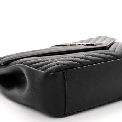 Saint Laurent Sheepskin Matelasse Chevron Monogram Large College Satchel Black 8 of 9