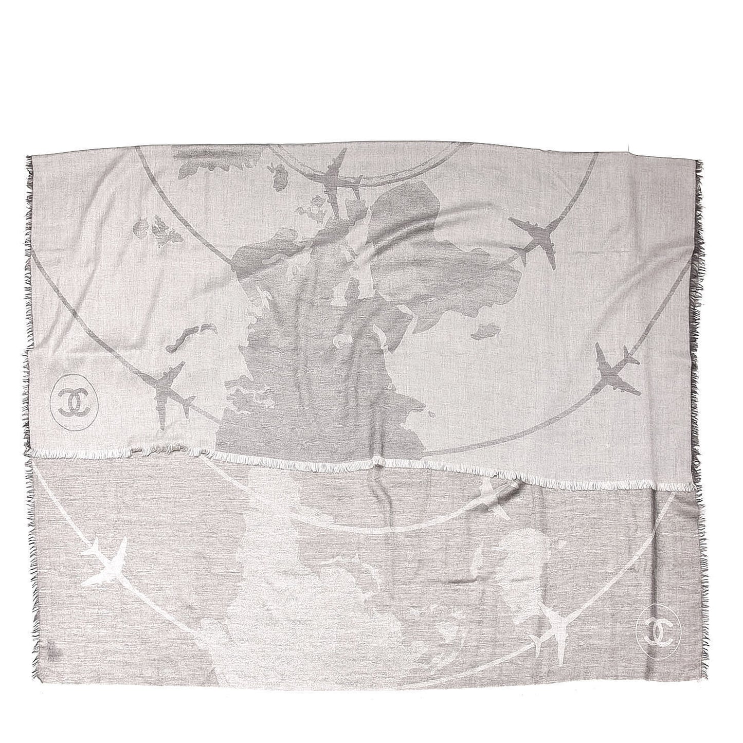 Cashmere Airplane Shawl Grey White