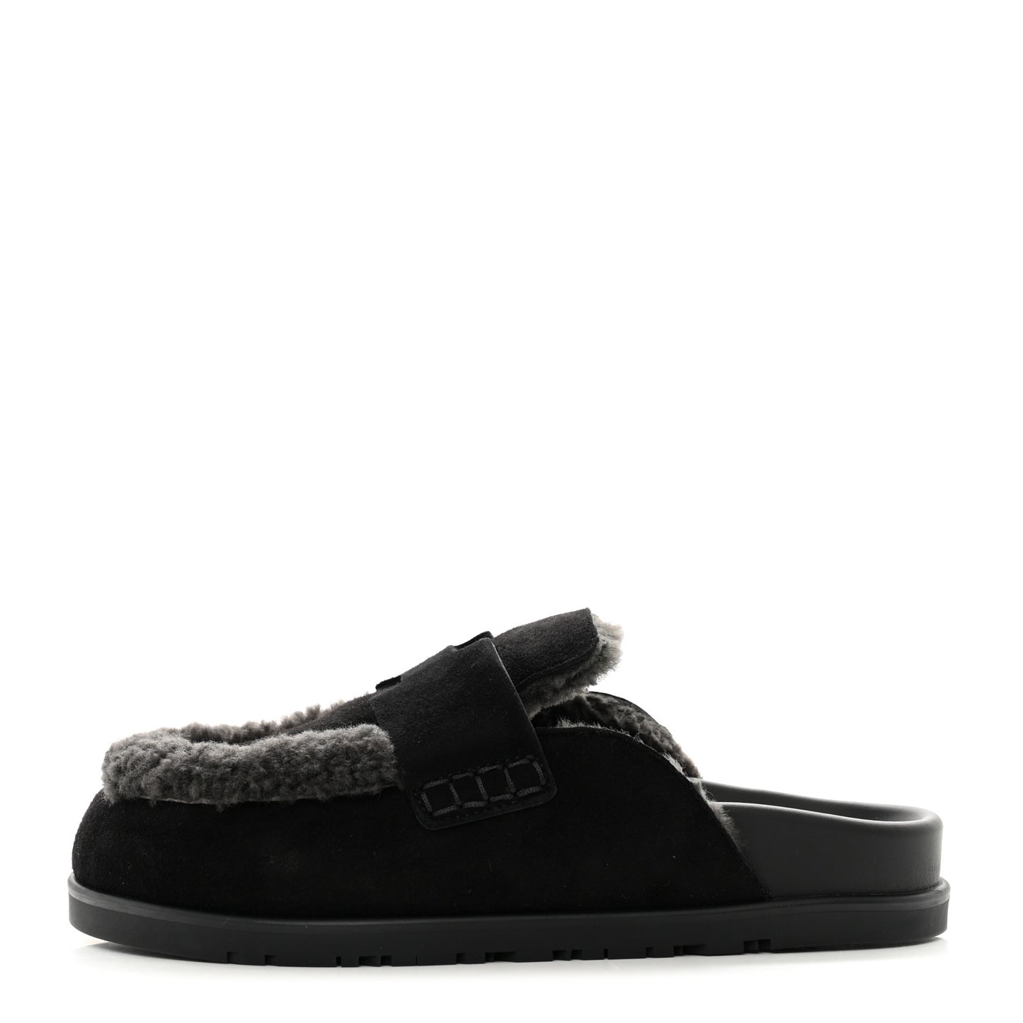 Suede Goatskin Shearling Go Mules 36.5 Black