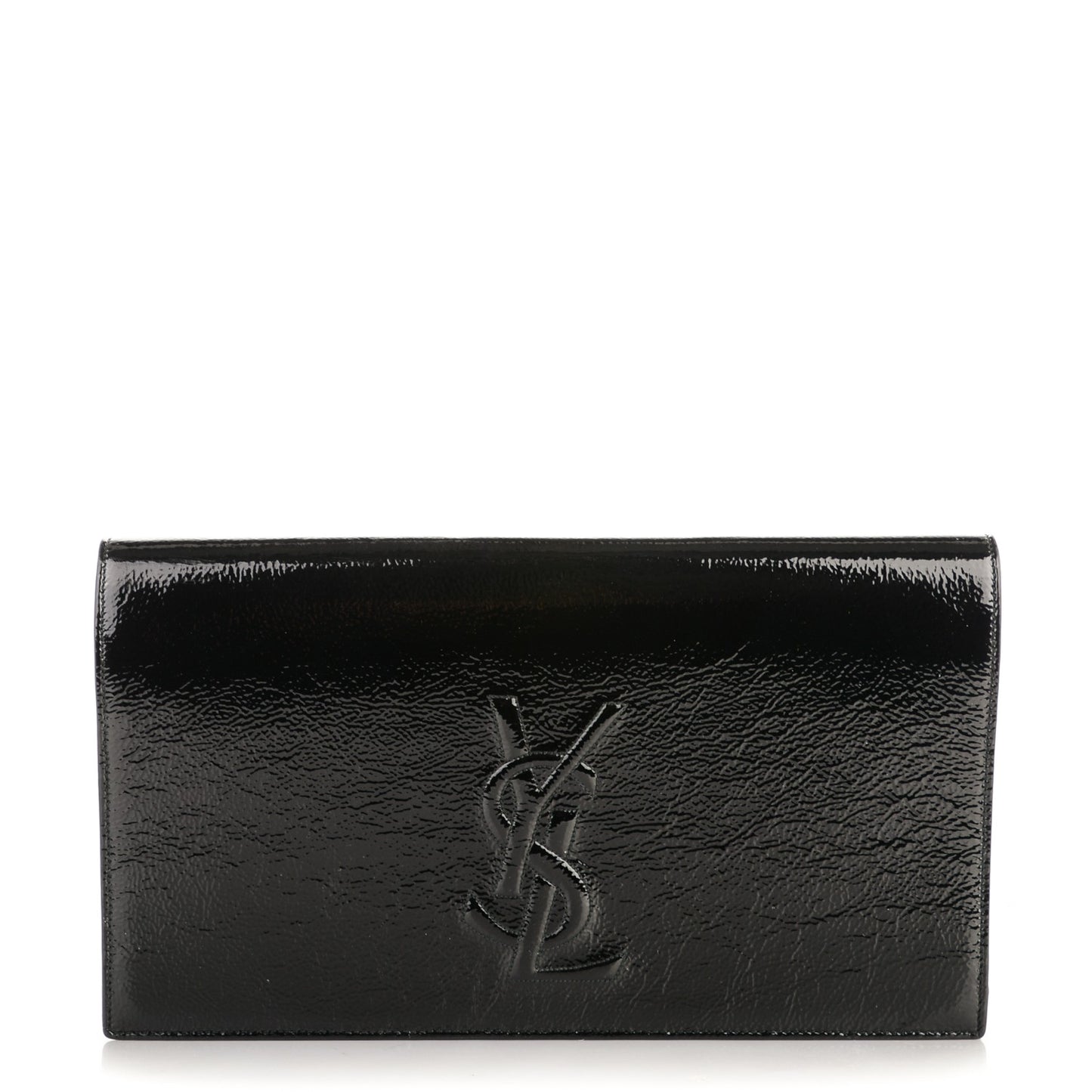 Textured Patent Monogram Large Belle De Jour Clutch Black
