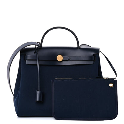 Hermes Military Toile Vache Hunter Herbag Zip 39 MM Bleu Indigo 1 of 19