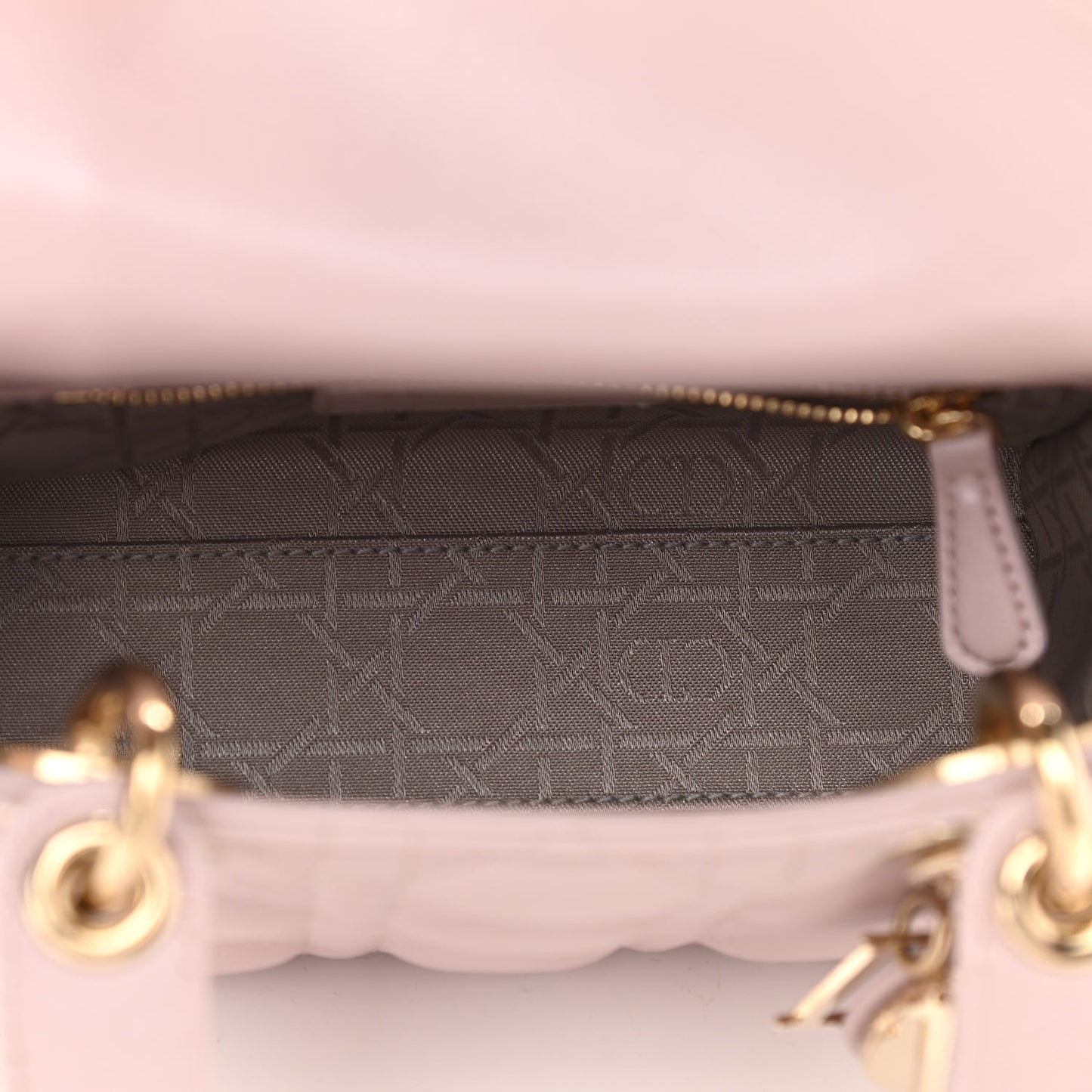 Metallic Lambskin Cannage Mini Lady Dior Lotus