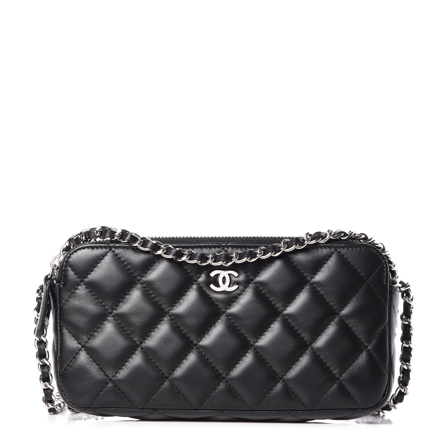 Chanel Lambskin Quilted Small Clutch With Chain Black 1 of 9