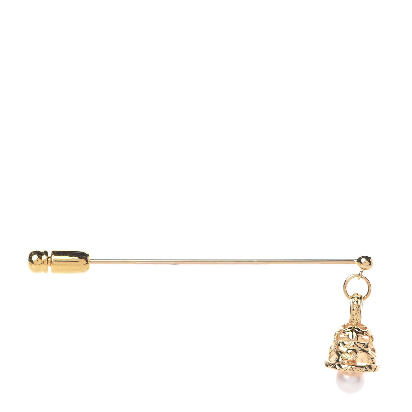 18K Yellow Gold Akoya Pearl 5.5mm Bell Stick Pin Brooch