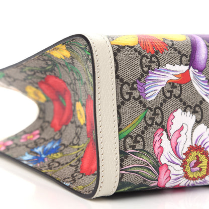 Gucci GG Supreme Monogram Flora Textured Calfskin Small Padlock Tote Beige Ebony Multicolor Mystic White 8 of 9