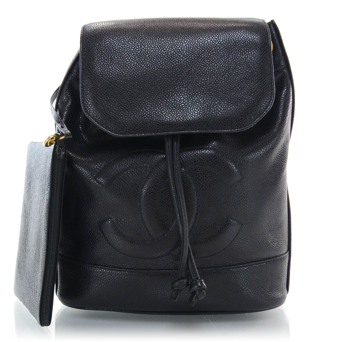 Caviar Drawstring Sling Backpack Black