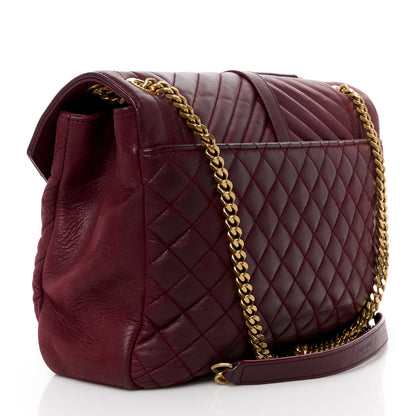 Saint Laurent SAINT LAURENT Calfskin Mixed Matelasse Triquilt Large Monogram Envelope Satchel Oxblood 3 of 14