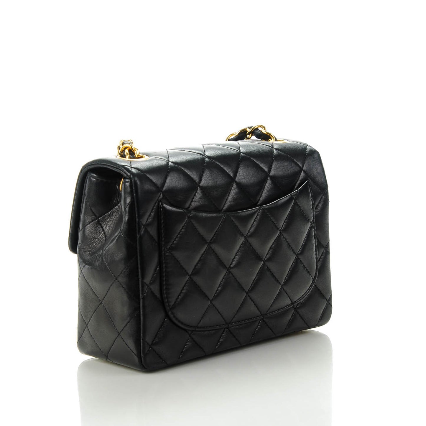 Lambskin Quilted Mini Square Flap Black