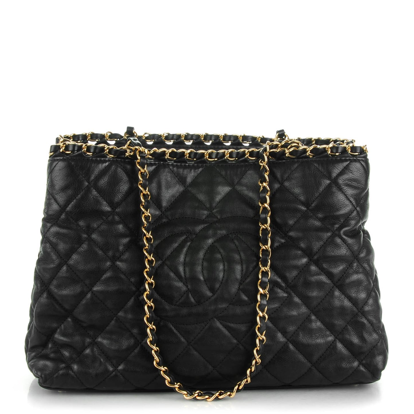 Calfskin Quilted Small Chain Me Tote Black