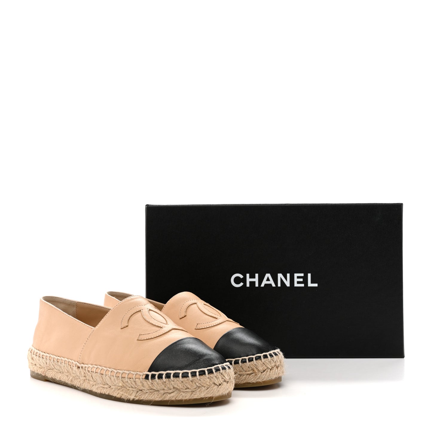 Lambskin CC Espadrilles 37 Beige Black