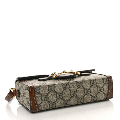 Gucci GG Supreme Monogram Mini Horsebit 1955 Shoulder Bag Beige Brown Sugar 4 of 9