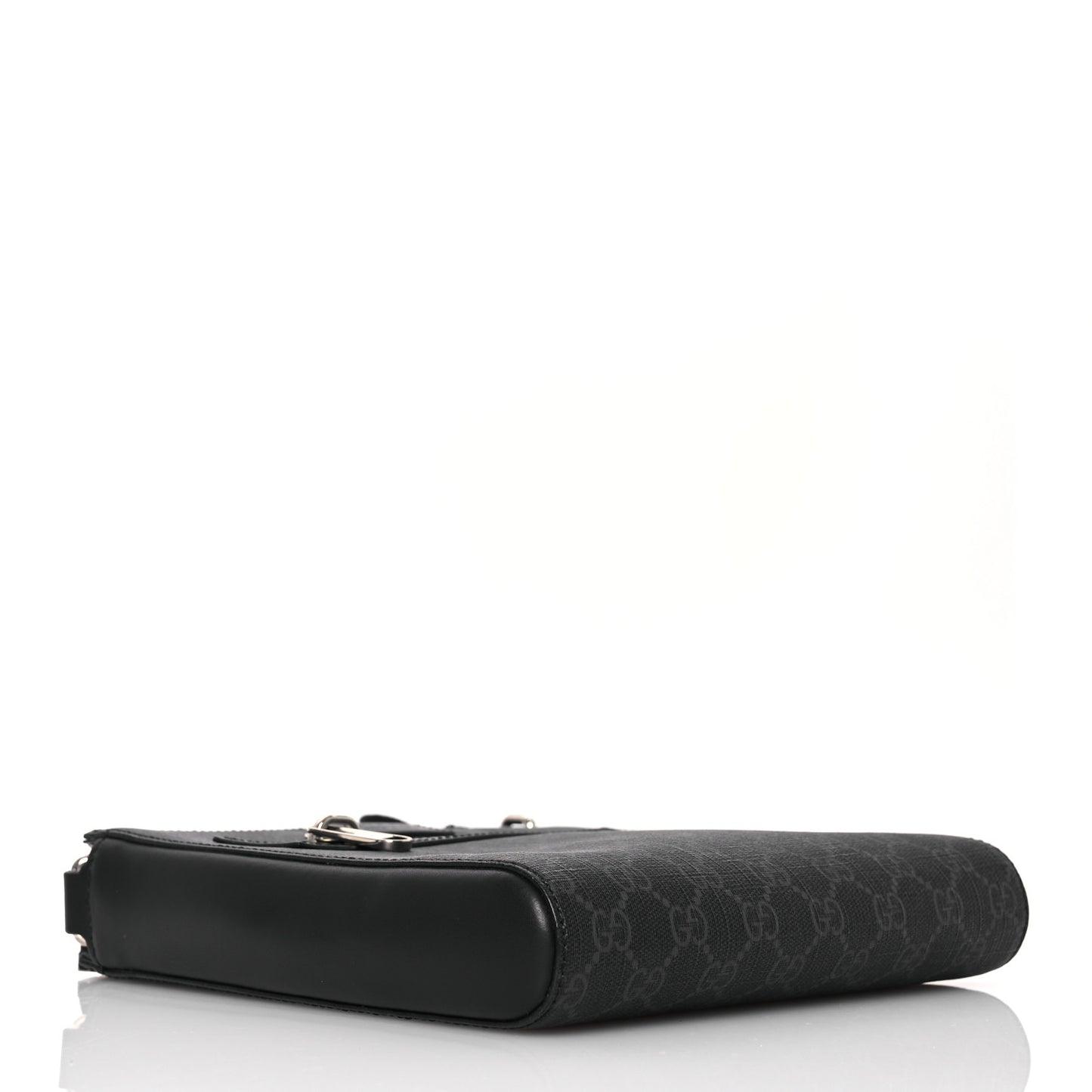 GG Supreme Monogram Web Small Flat Messenger Bag Black Grey