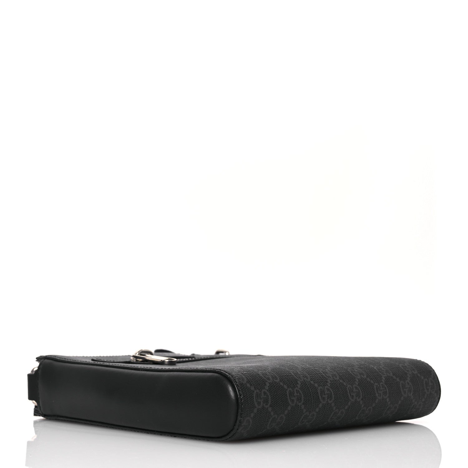Gucci GG Supreme Monogram Web Small Flat Messenger Bag Black Grey 4 of 12