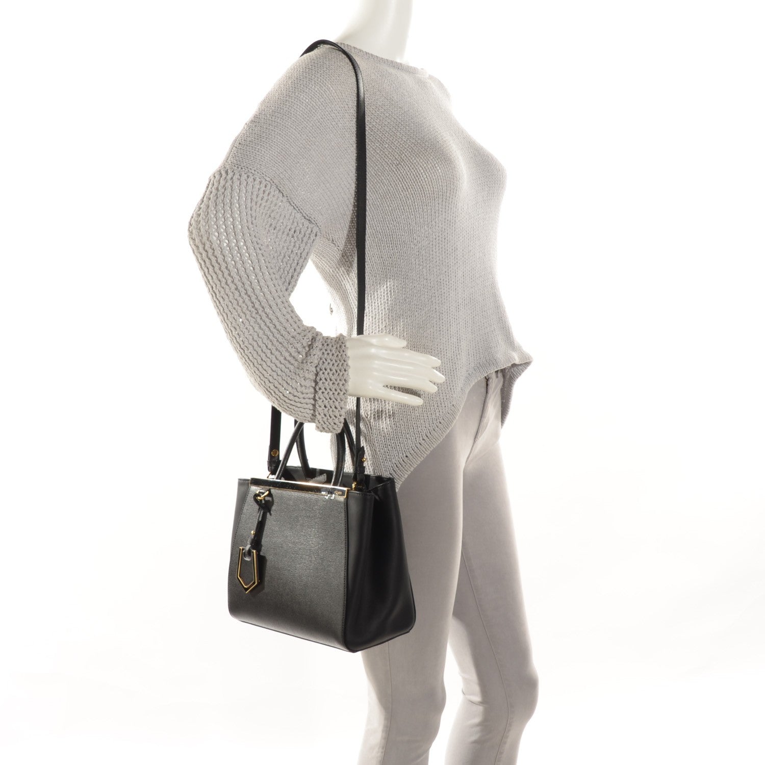 Fendi Vitello Elite Petite 2Jours Tote Black 2 of 9
