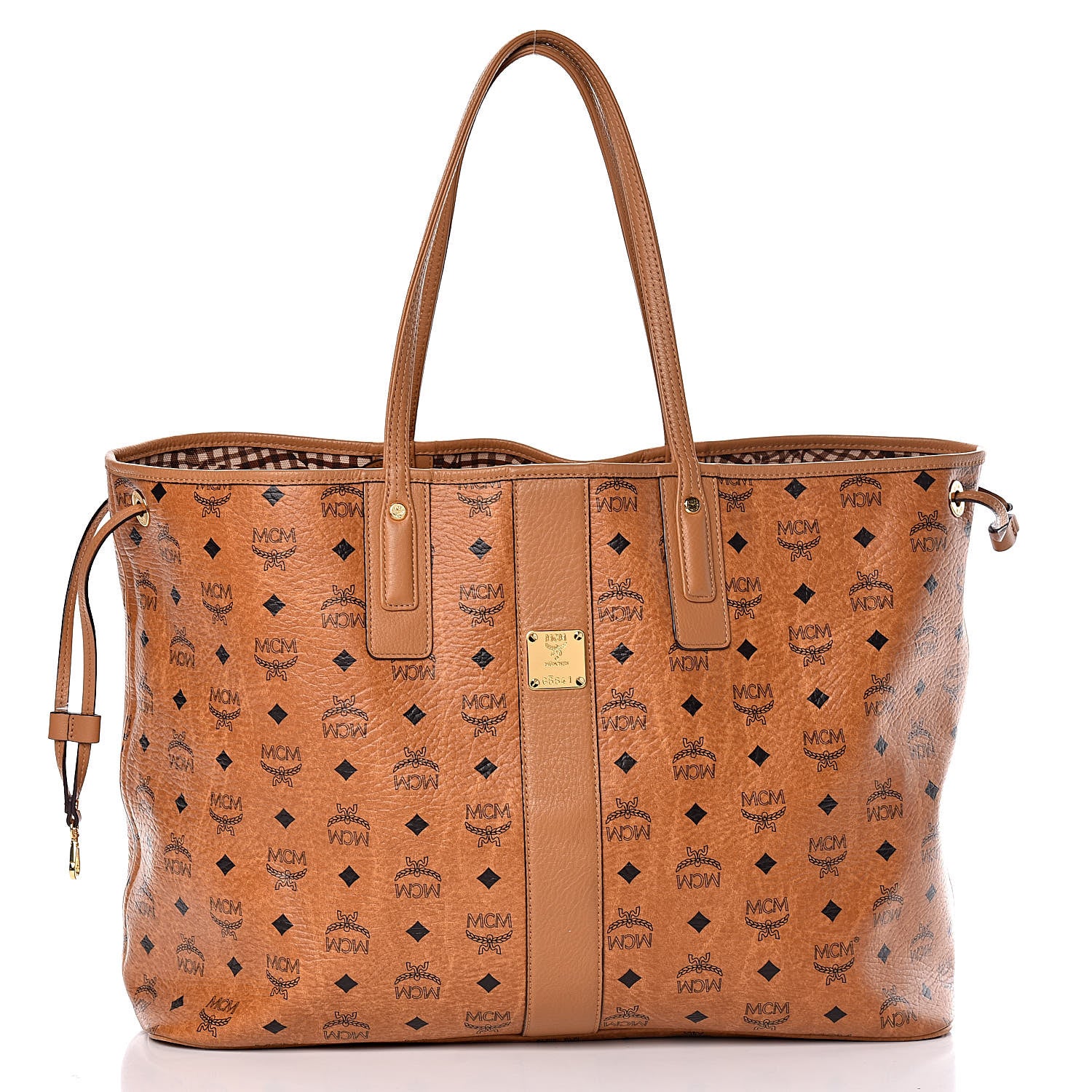 MCM Visetos Large Liz Reversible Shopper Tote Cognac 4 of 14