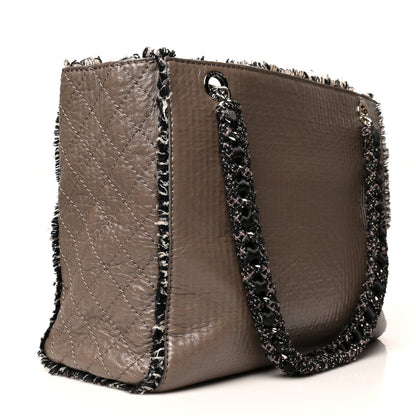 Chanel Glazed Calfskin Tweed Tweedy Shopping Tote Brown 3 of 10