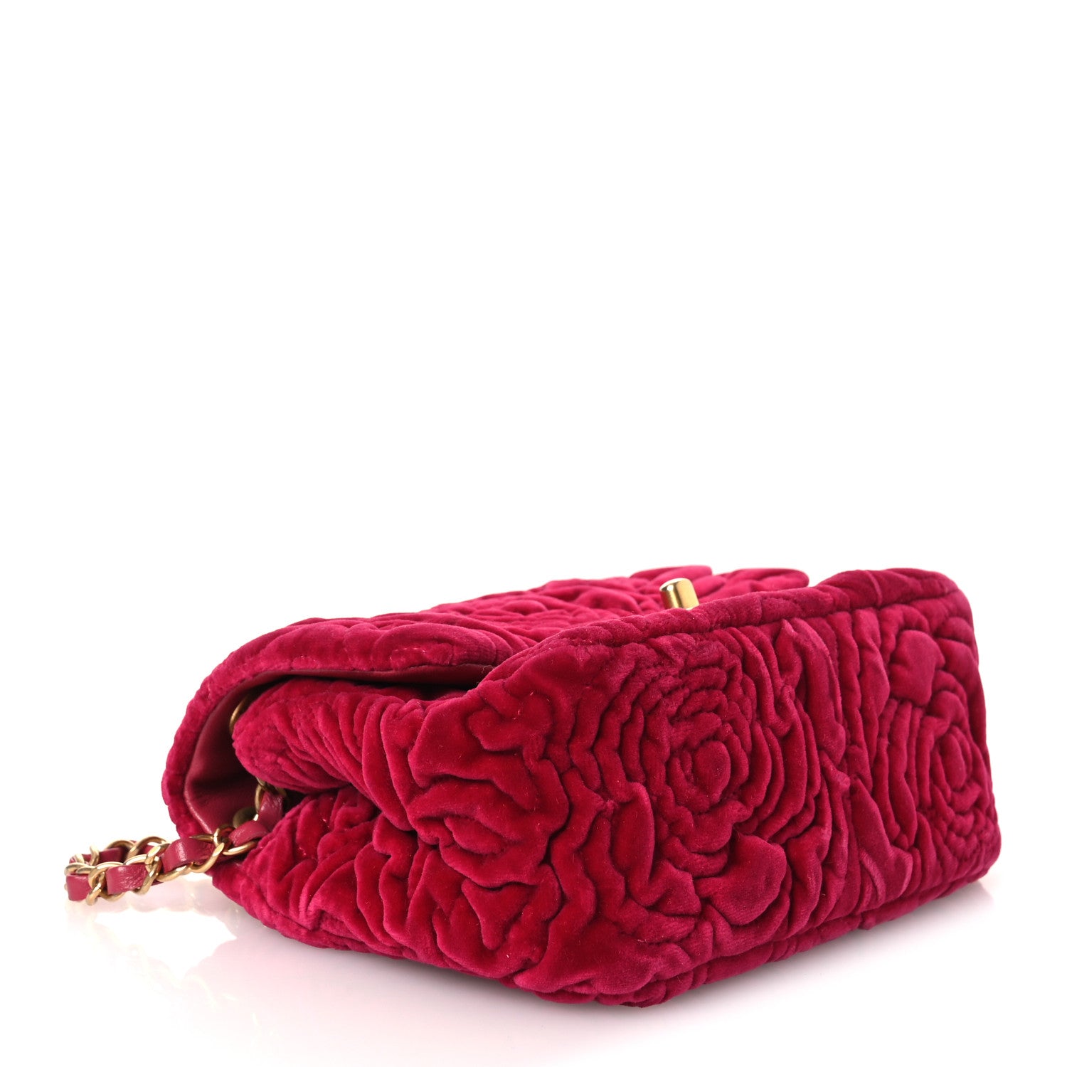 Chanel Velvet Camellia Embossed Mini Square Flap Fushia 3 of 11