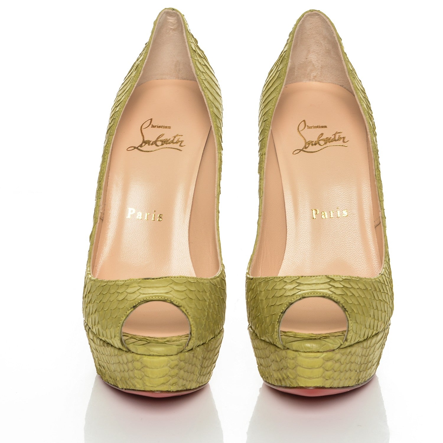 Christian Louboutin Watersnake Bambou 140 Pumps 37.5 Chartreuse 2 of 7