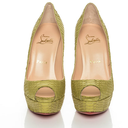 Christian Louboutin Watersnake Bambou 140 Pumps 37.5 Chartreuse 2 of 7