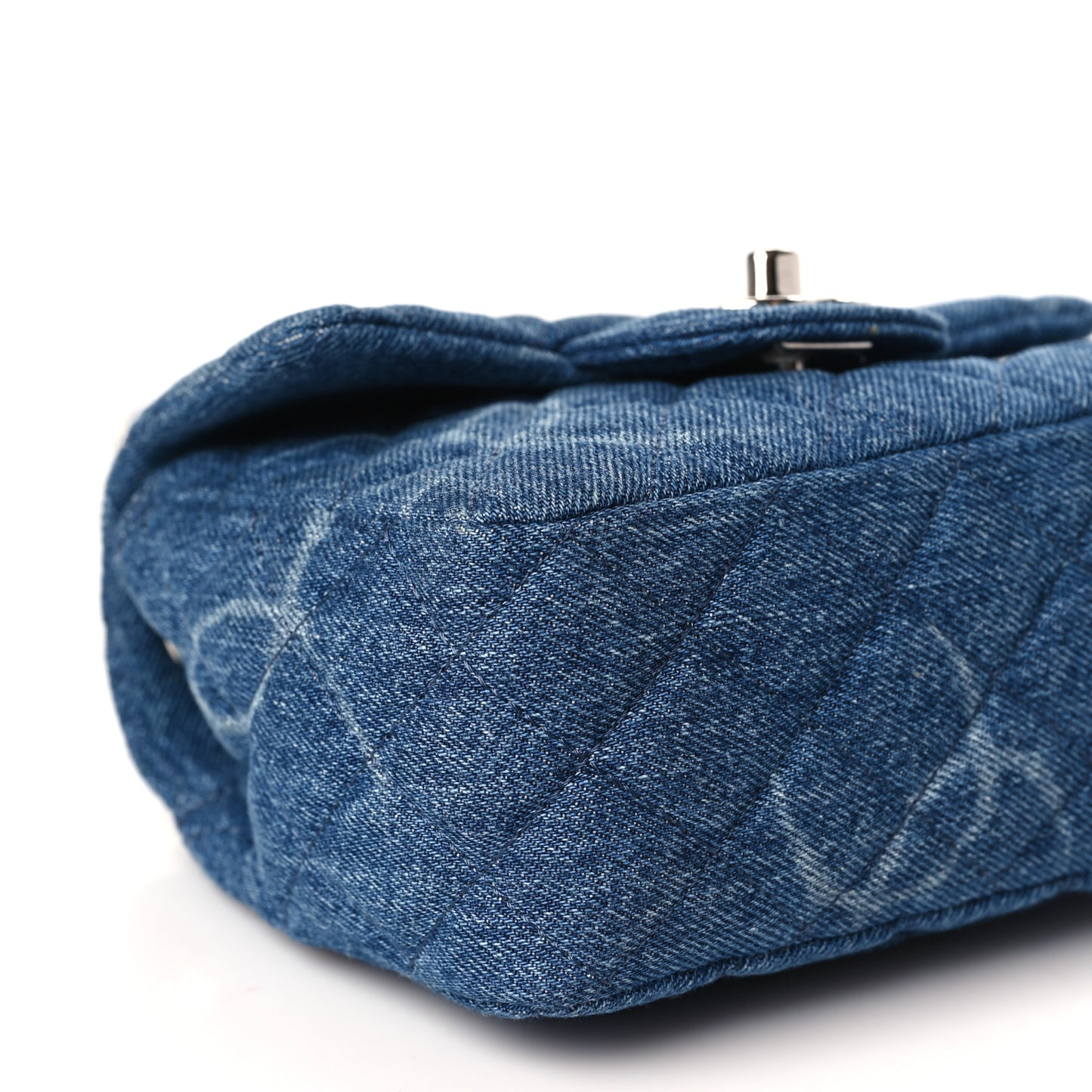 Denim CC Quilted Mini Square Flap Blue