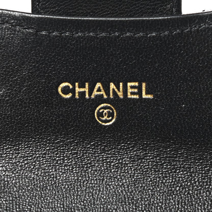 Chanel Lambskin Quilted Flap Card Holder Wallet Black 7 of 8